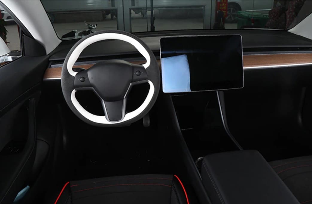 Acheter Housse de volant de voiture antidérapante en cuir microfibre, pour  Tesla modèle 3 2017 2018, intérieur automobile
