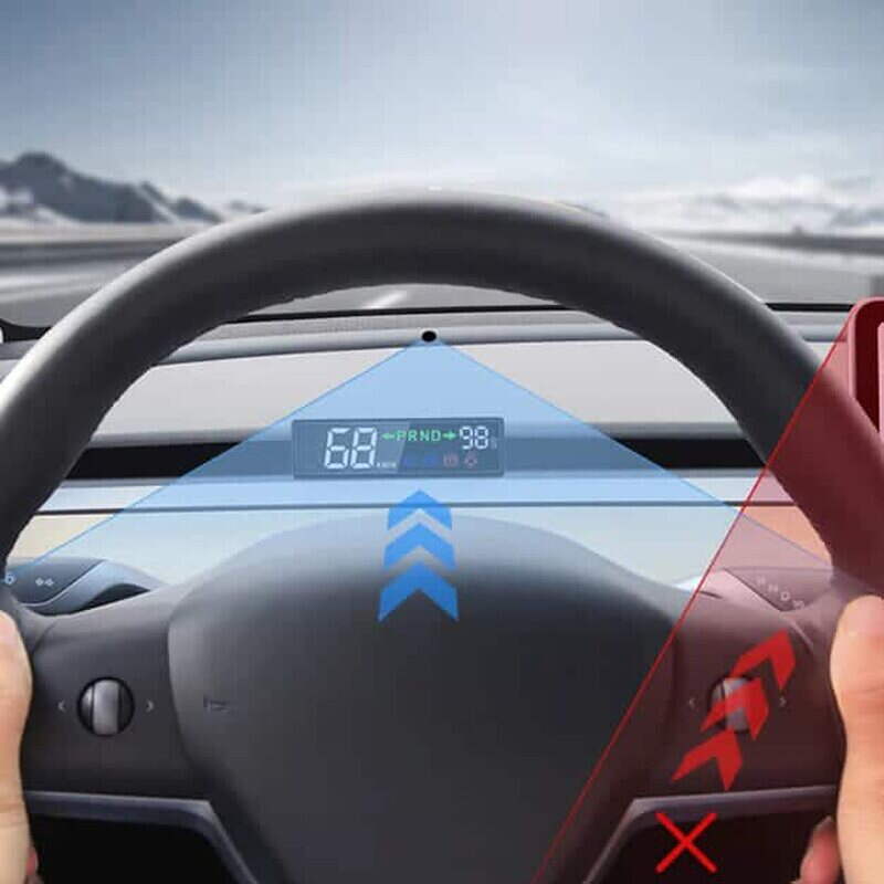 Affichage Tête Haute (HUD) Pour Tesla Model Y Juniper 2025-2026 & Model 3 Highland 2024-2025 - Écran 9.66", CarPlay/Android Auto, Alerte Angle Mort
